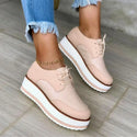 Women Lace-up Thick Bottom Flats Shoes