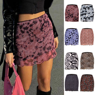 Short High Waist Net Yarn Skirt