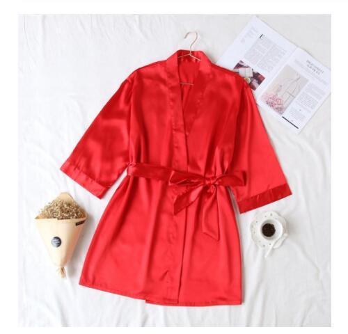 Women Champagne Satin Sleepwear Robe