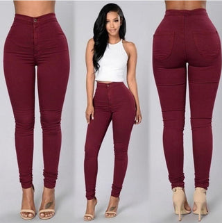 Buy burgundy Women&#39;s Casual Denim Pants