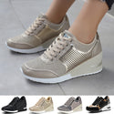 Women Lace-up Height Increasing 6.5cm Flats Walking Shoes