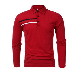 Buy red Ribbon Decorated Lapel Men&#39;s POLO Shirt