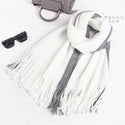 Women Stripe Patterned Woolen Knitted Scarf