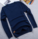 Men Solid Colored Round Neck Sweater