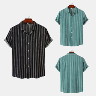 Men Striped Casual Short Sleeve Shirt