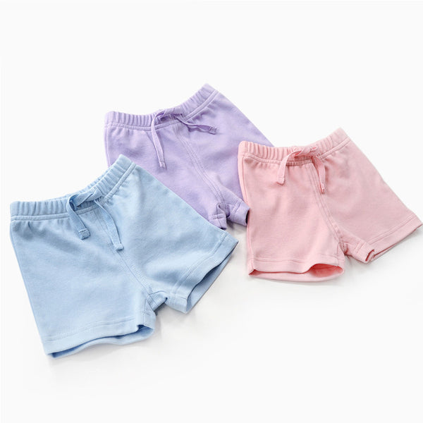 Elastic Waist Solid Colored Cotton Shorts