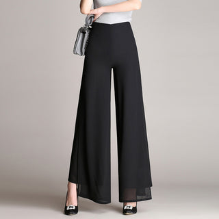 Buy black Loose Drape High Waist Slim Straight-leg Flare Pants