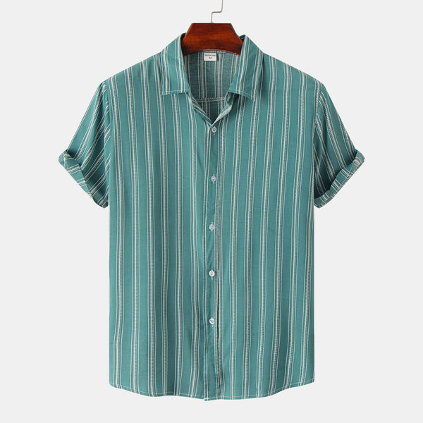 Men Striped Casual Short Sleeve Shirt