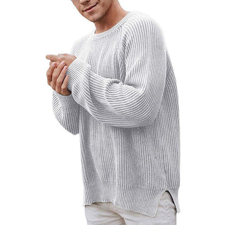 Men Pullover Solid Colored Sweater