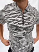 Men Short-Sleeved Patterned Polo T-Shirt