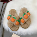 Fruit Cross Strapped Plush Slip-on Comfort Shoes