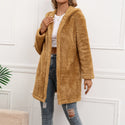 Women's  Wool Midi Cardigan Hooded Trench Coat