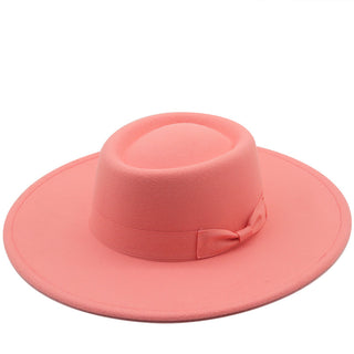 Buy pink Concave Solid-Coloured Felt Hat