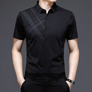 Buy black Men Woodpecker Nylon Short Sleeve Shirt