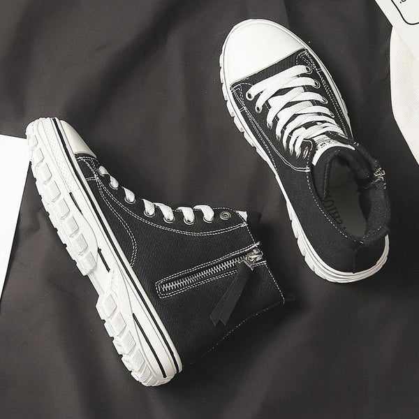 Women Casual Canvas High Top Platform Sneakers-