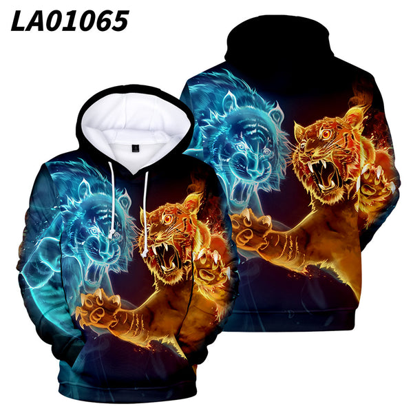 Men's Animal Style Tiger Creative Print Hoodie