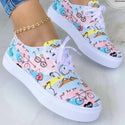 Women Lace-up Print Canvas Fashion Sneakers