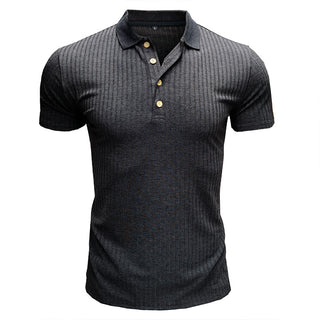 Buy dark-grey Men&#39;s Short Sleeve Polo Lapel T-Shirt