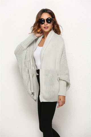 Buy light-grey Women Knitwear Acrylic Cardigan Shawl