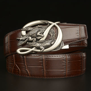 Buy h Patterned Real Cowhide Automatic Buckle Belt