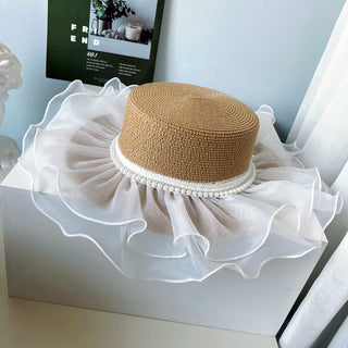 Buy khaki Women Silk-Edged Summer Straw Hat