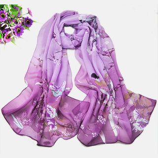 Buy violet Women Chiffon Printed Scarf