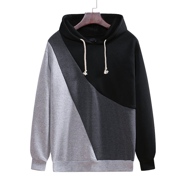 Unisex Casual Loose Stitching Pullover Hooded Sweater