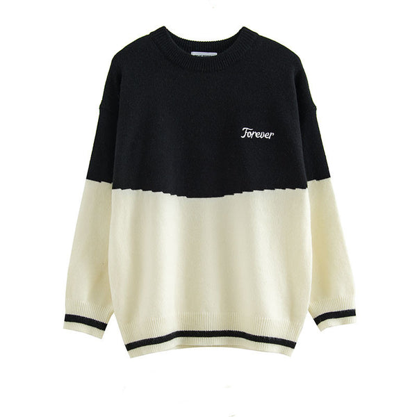 Men Retro Contrast Stitching Sweater