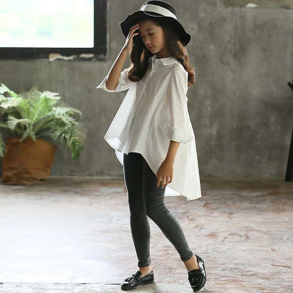 Loose Cotton Ruffled Button-up Shirt