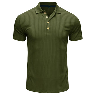 Buy army-green Men&#39;s Short Sleeve Polo Lapel T-Shirt