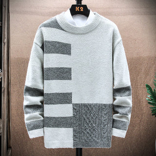 Buy grey Men Casual Round Neck Long-sleeved Sweater