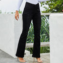 High-waist Stretch Distressed And Thin Wide-leg Pants