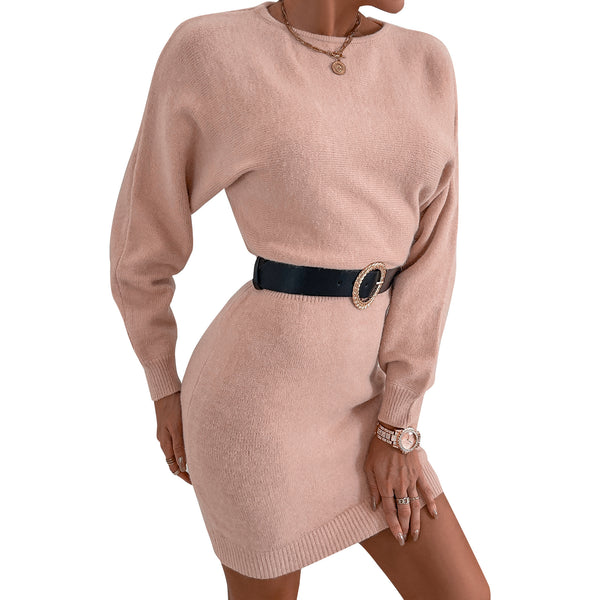 Women Crew Neck Sweater Dress