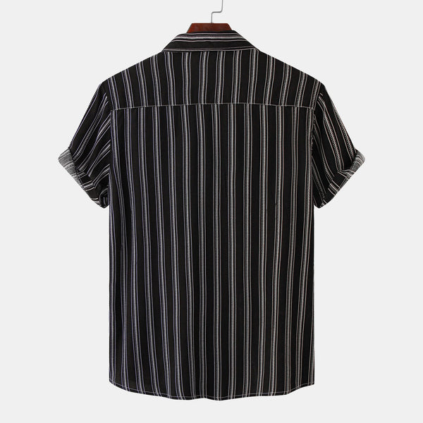 Men Striped Casual Short Sleeve Shirt