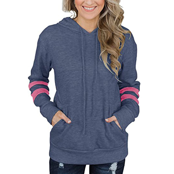 Striped Loose Cotton Hoodie