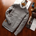 Men Solid Colored Round Neck Sweater