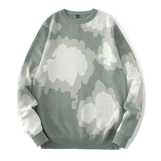 Buy green Unisex Cloud Patterned Loose Pullover Sweater