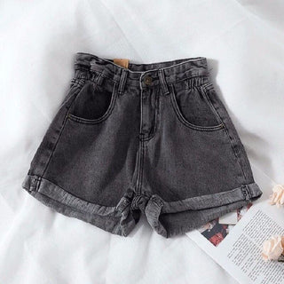 Buy black Women Vintage High Waist Denim Shorts