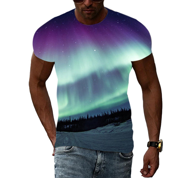 Trend Print Men's Aurora Pattern 3d T-Shirt