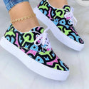 Women Lace-up Print Canvas Fashion Sneakers