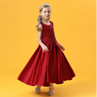 Buy wine-red2 Girls Fashion Long Dress