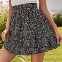 Elastic Waist Ruffle Layered Skirt