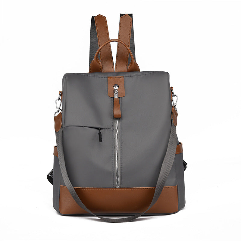 Canvas Oxford Contrasting-Colours Travel Backpack