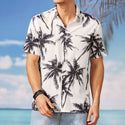 Men's Hawaiian Beach Print White Shirt