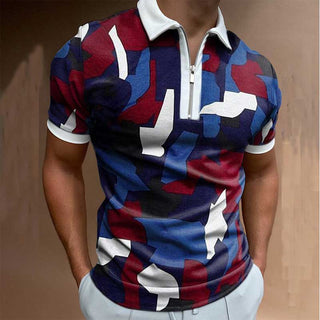 Men Short-Sleeved Patterned Polo T-Shirt