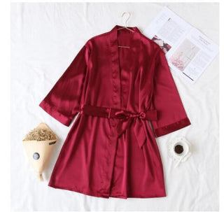 Buy winered Women Champagne Satin Sleepwear Robe