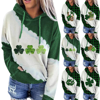 Women Lucky Grass Print Sweatshirts Hoodie