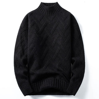 Buy black Men Half Turtleneck Loose Knit Sweater