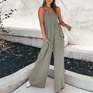 Buy grey Women&#39;s Casual Fashion Solid Color Slim Jumpsuit