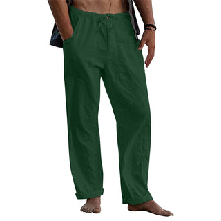 Buy dark-green Men&#39;s Linen Casual Drawstring Loose Pants